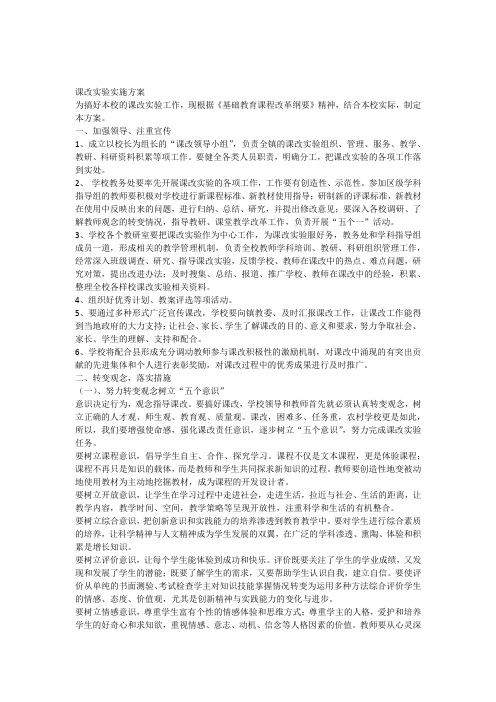 课改实验实施方案