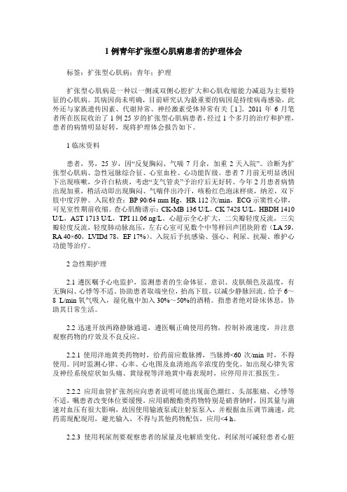 1例青年扩张型心肌病患者的护理体会
