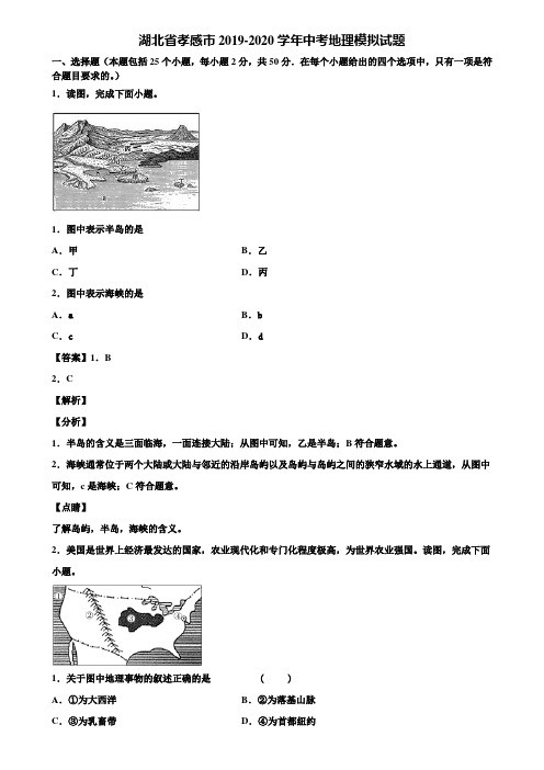 湖北省孝感市2019-2020学年中考地理模拟试题含解析