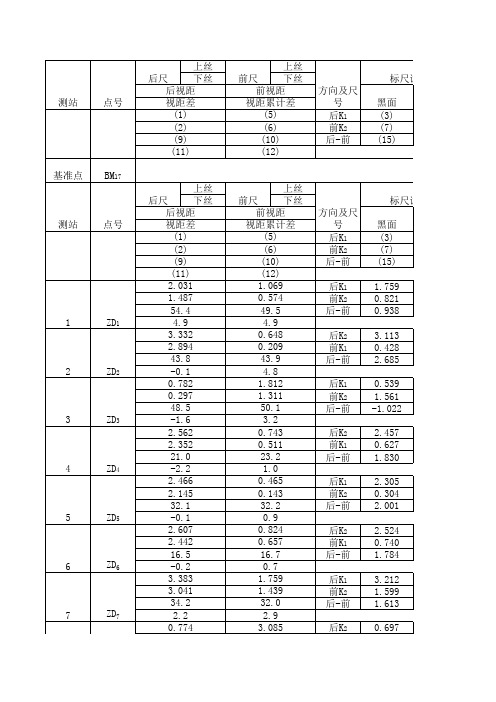 四等水准表格