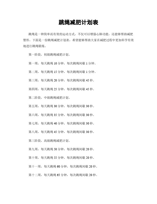 跳绳减肥计划表