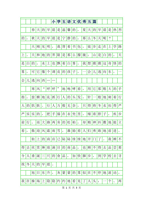 2019年小学五年级语文优秀作文五篇