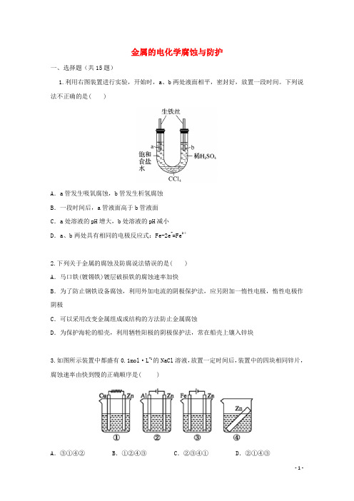 2022届高三化学一轮复习考点特训金属的电化学腐蚀与防护含解析