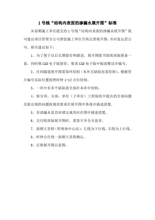 1号线“结构内表面的渗漏水展开图”标准