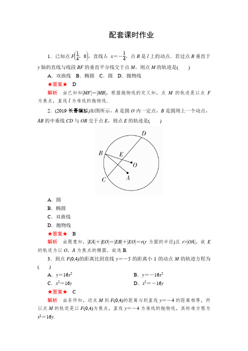 2020版高考理科数学(经典版)复习作业：第九章 平面解析几何 第8讲 配套课时作业  