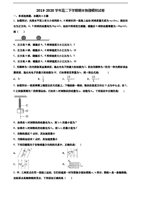 (试卷合集3份)2023届湖北省鄂州市高二物理下学期期末学业水平测试试题
