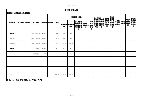 部门预算表四【支出项目录入表】