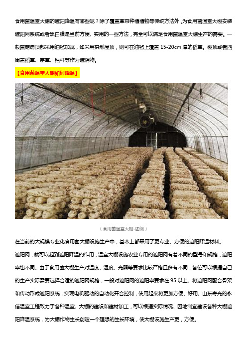 食用菌温室大棚遮阳降温方法
