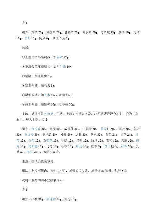 类风湿中药方