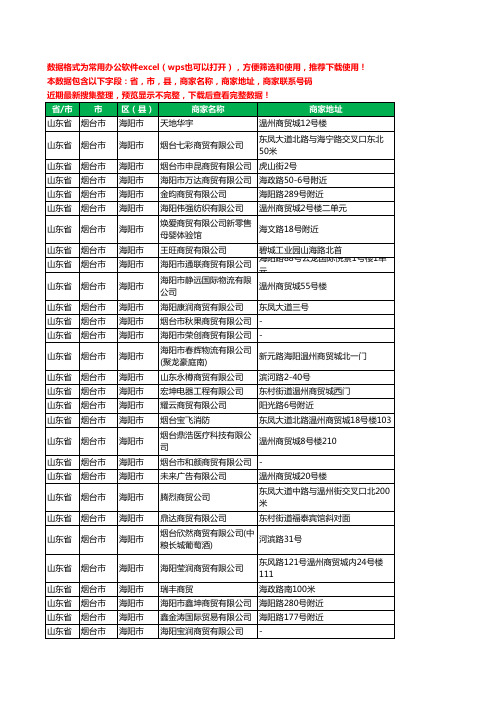 2020新版山东省烟台市海阳市贸易有限公司工商企业公司商家名录名单黄页联系电话号码地址大全94家