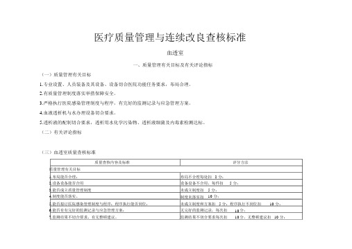 医疗质量管理与持续改进考核标准