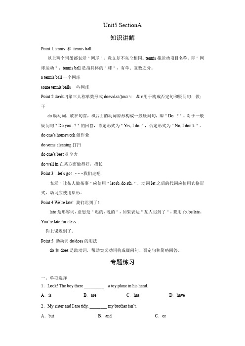 人教版英语七年级上册期末高频考点专题突破Unit5 SectionA