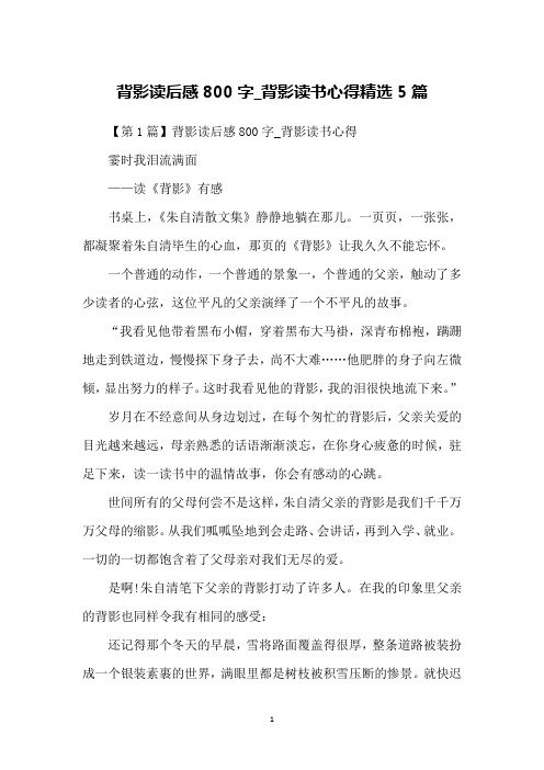 背影读后感800字_背影读书心得精选5篇
