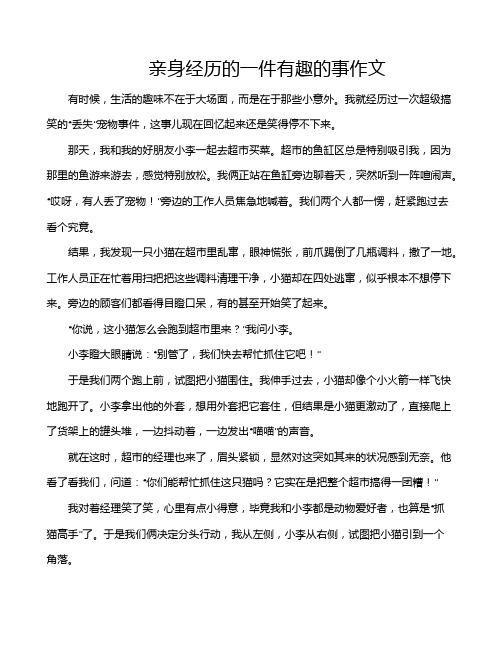 亲身经历的一件有趣的事作文