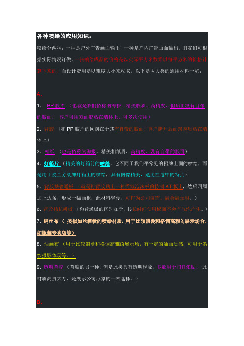 各种喷绘的应用知识