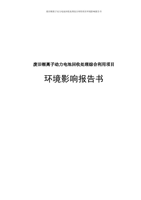 废旧锂离子动力电池回收处理综合利用项目环境影响报告书