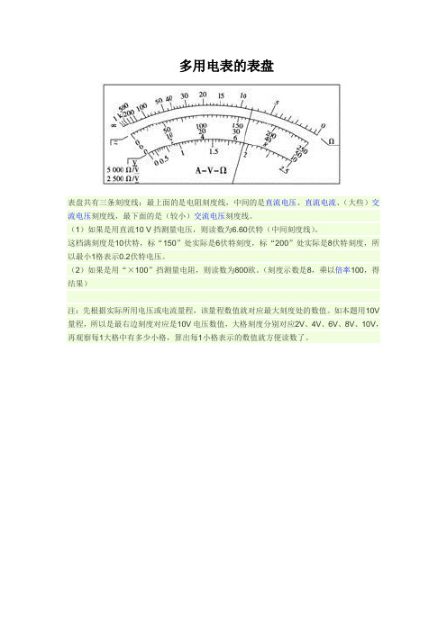 多用电表的表盘