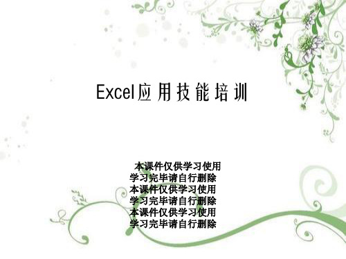 Excel应用技能培训