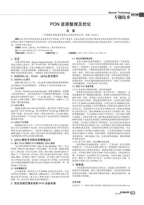 PON资源整理及优化