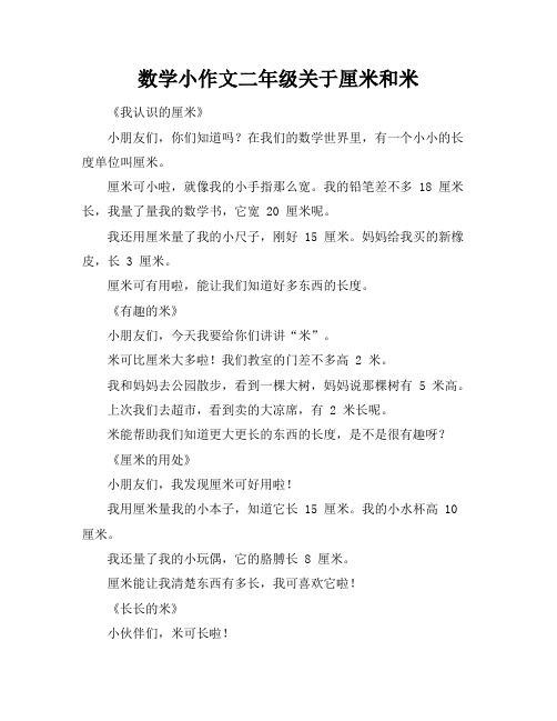 数学小作文二年级关于厘米和米