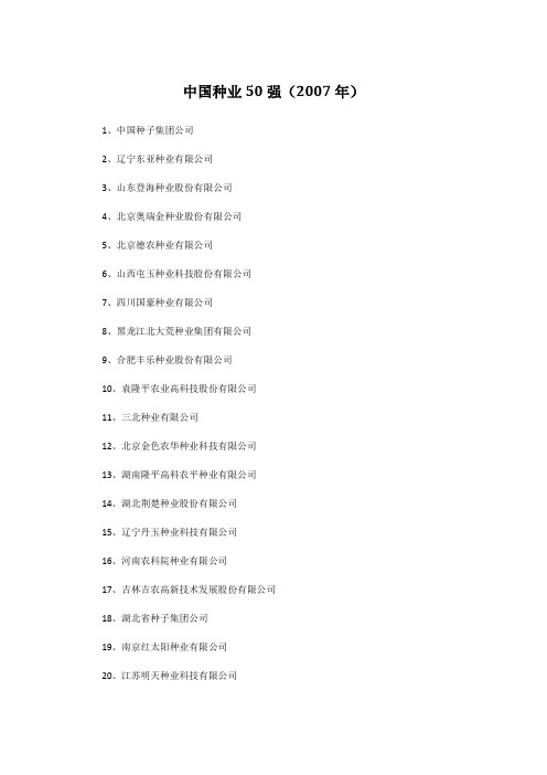 中国种业50强