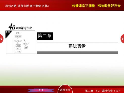 高中数学北师大版必修3  40分钟课时作业 第二章 算法初步：2-3-17 循环语句