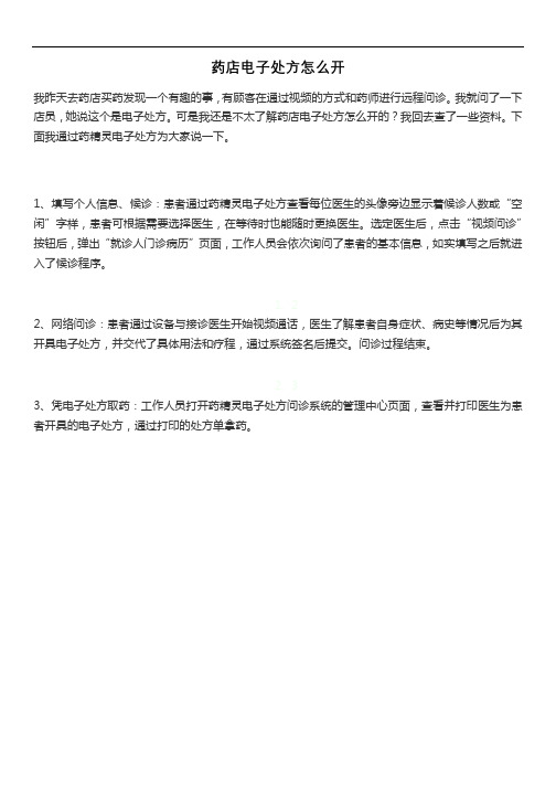 药店电子处方怎么开