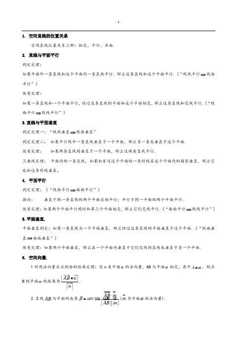 直线与平面的位置关系