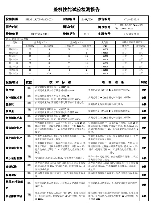 美的 空调测试报告