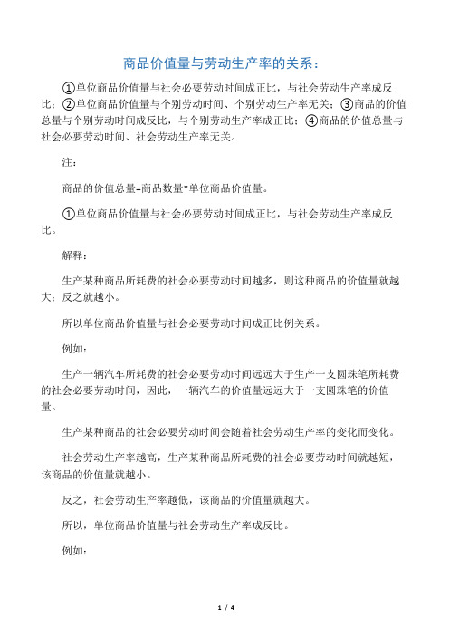 如何理解商品价值量与劳动生产率的关系