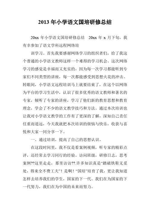 2013年小学语文国培研修总结