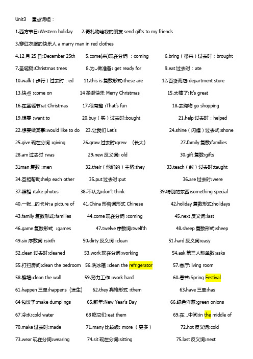 Unit3重点词组