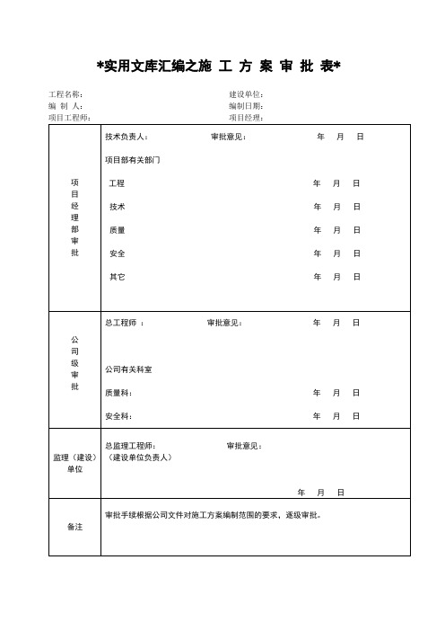 实用文库汇编之施工方案审批表(空白版)