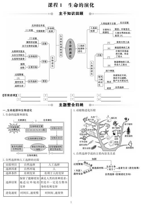 【世纪金榜】【济南版】初中生物《串讲串练》八下课程1 生命的演化