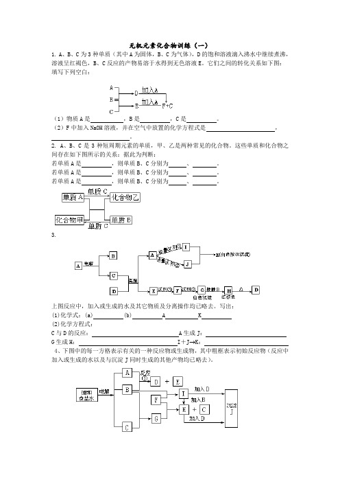 高一元素化合物推断