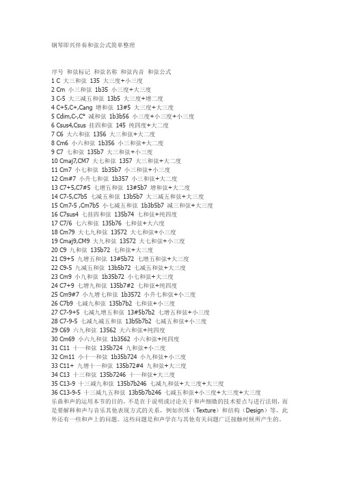 流行钢琴即兴伴奏和弦万能公式