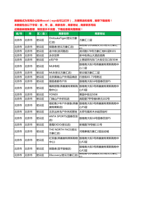 2020新版北京市北京市密云区户外用品工商企业公司商家名录名单黄页联系电话号码地址大全20家