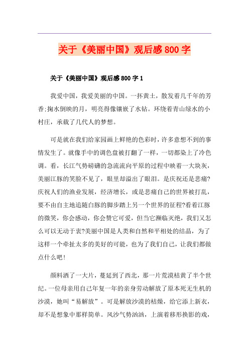 关于《美丽中国》观后感800字
