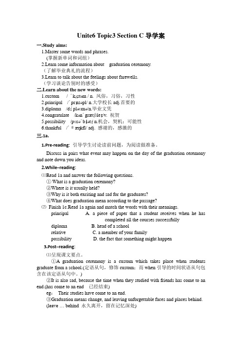仁爱版英语九年级下册Unit6 Topic3 SectionC导学案