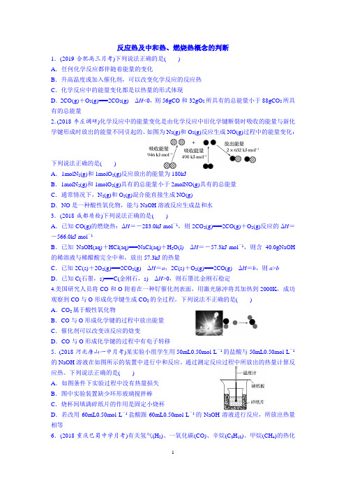 反应热及中和热、燃烧热概念的判断 测试题