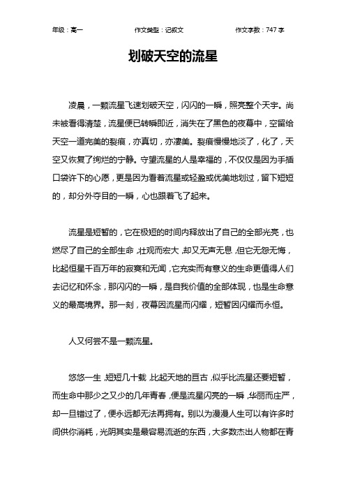 划破天空的流星作文【高中高一700字】