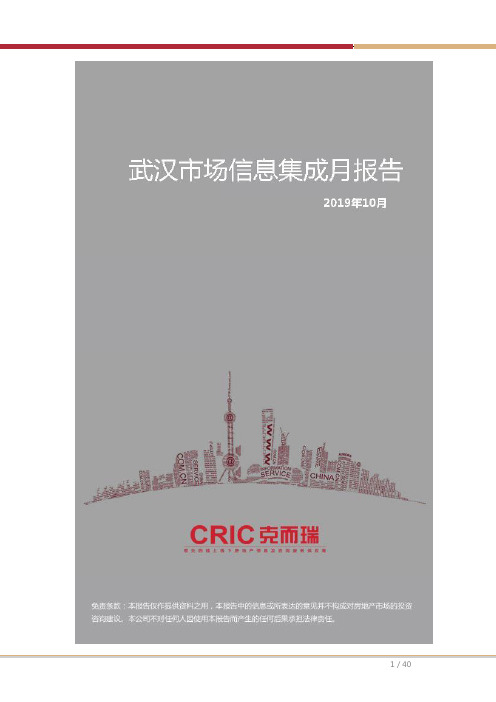 武汉市场信息集成月报告-2019年10月