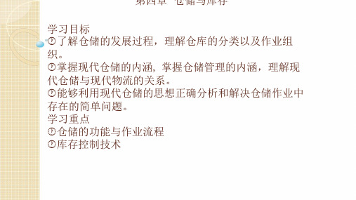 《物流概论》第四章仓储与库存