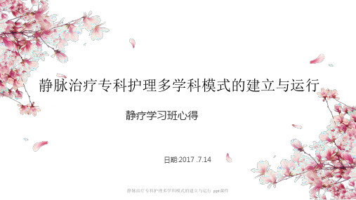 静脉治疗专科护理多学科模式的建立与运行 ppt课件
