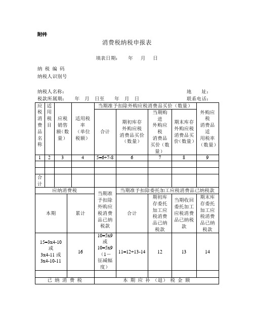 消费税纳税申报表