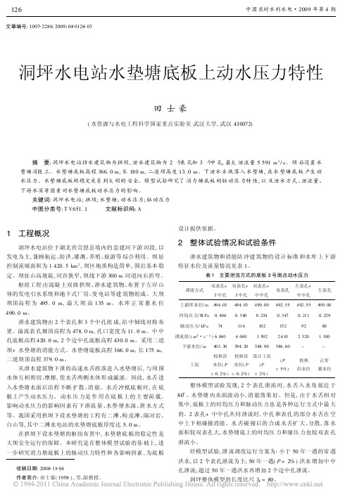 洞坪水电站水垫塘底板上动水压力特性(1)