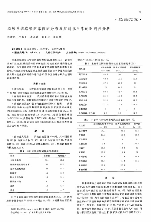 泌尿系统感染病原菌的分布及其对抗生素的耐药性分析