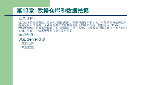 数据仓库和数据挖掘技术