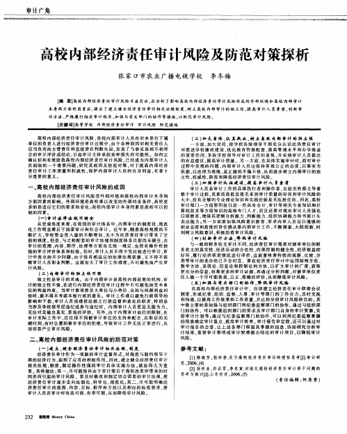 高校内部经济责任审计风险及防范对策探析