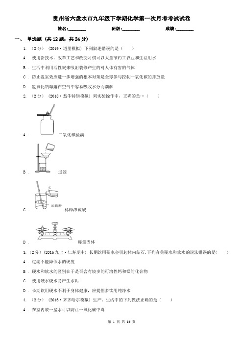 贵州省六盘水市九年级下学期化学第一次月考考试试卷